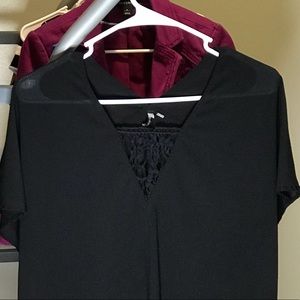 Black blouse with lace embellishment